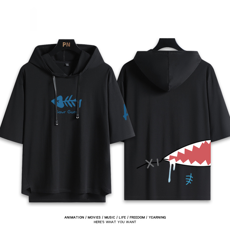 Vtuber HOLOLIVE 連帽短袖T恤 噶嗚·古拉 がうる・ぐら Gawr Gura-ZUIHANG SHOP