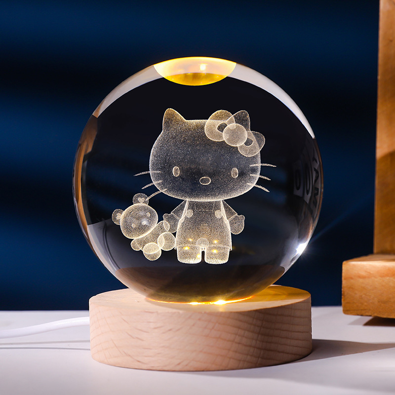 寶可夢系列 發光水晶球小夜燈 創意節日禮物桌面小擺件