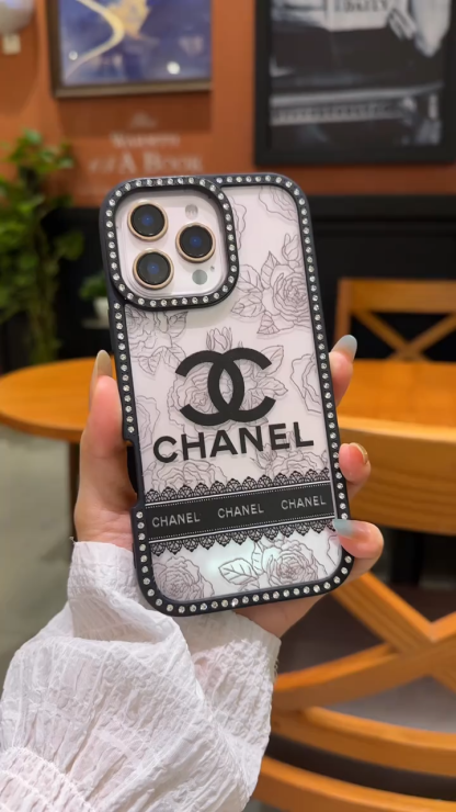 香奈兒閃鑽磨砂手機殼