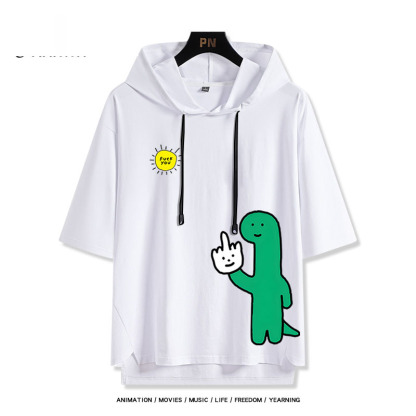 Joguman 綠色搞怪小恐龍 連帽短袖T恤-ZUIHANG SHOP