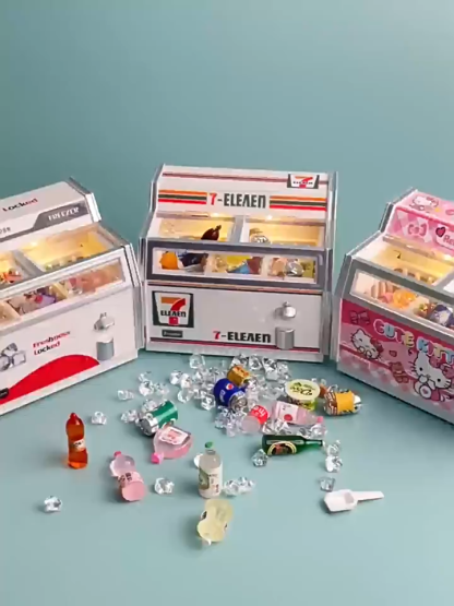 迷你小冰箱玩具 | 超市微縮臥式冰櫃擺飾模型