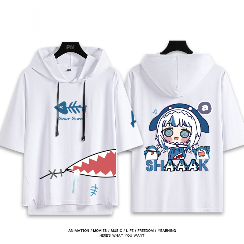 Vtuber HOLOLIVE 連帽短袖T恤 噶嗚·古拉 がうる・ぐら Gawr Gura-ZUIHANG SHOP