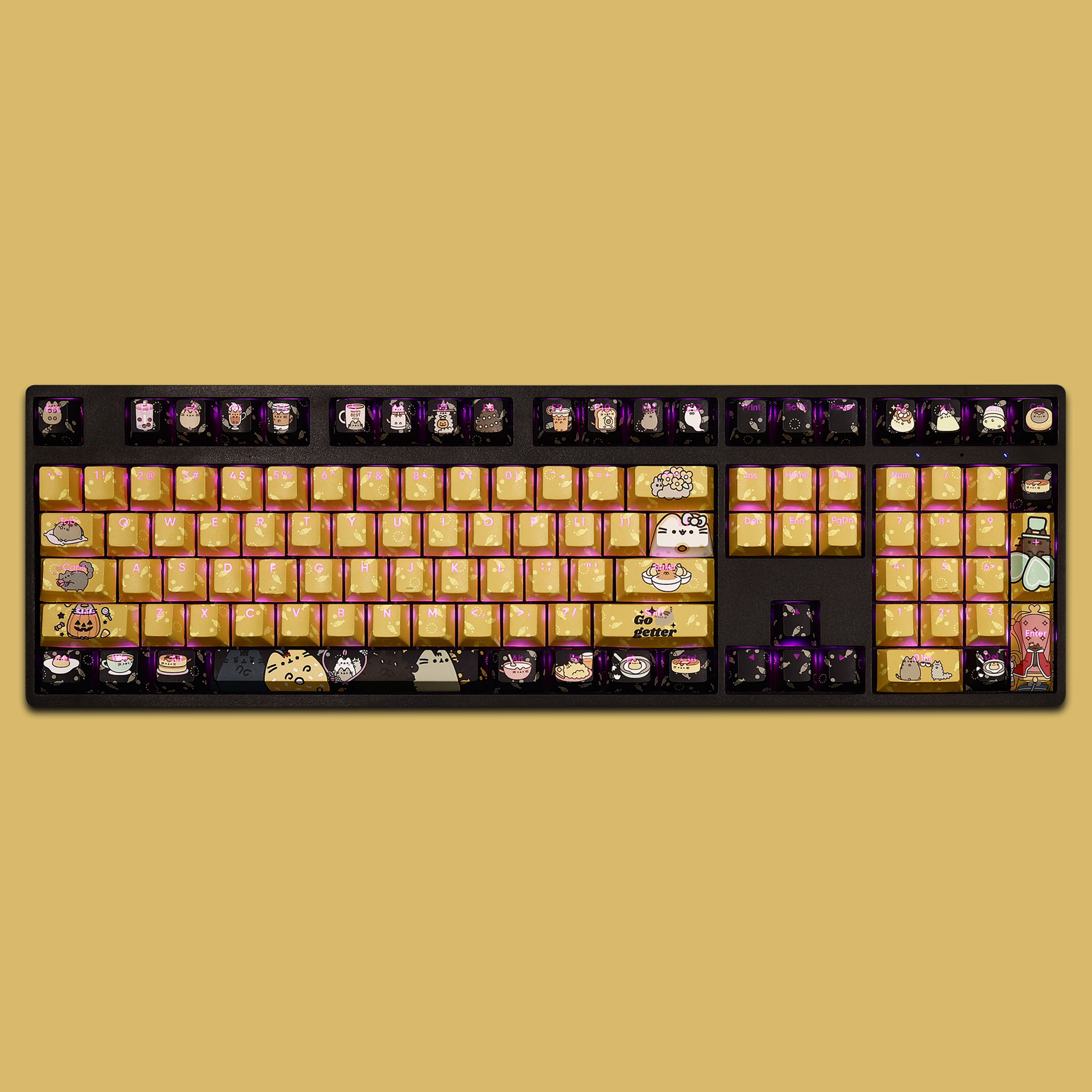 貓胖吉貓Pusheen透光RGB108鍵標準配列衛星軸鍵帽-ZUIHANG SHOP