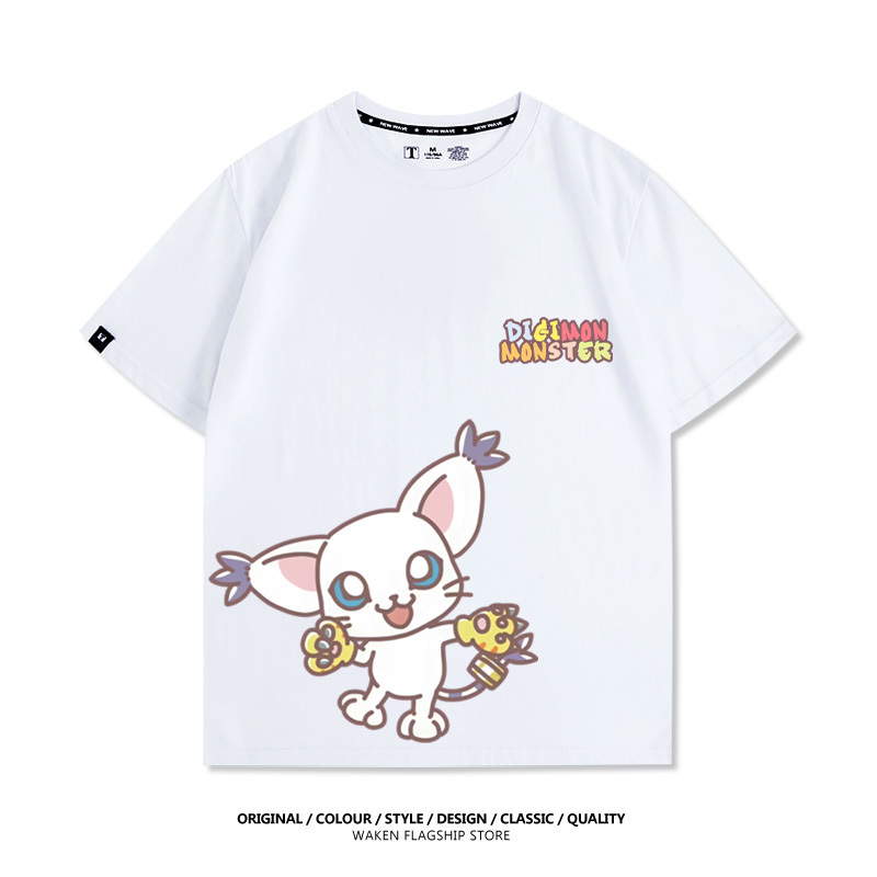 數碼寶貝 2025親子情侶男女同款 印花短袖T恤