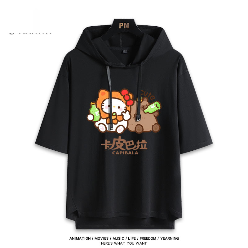 卡皮巴拉聯名三麗鷗  連帽短袖T恤-ZUIHANG SHOP
