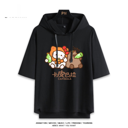 卡皮巴拉聯名三麗鷗  連帽短袖T恤-ZUIHANG SHOP
