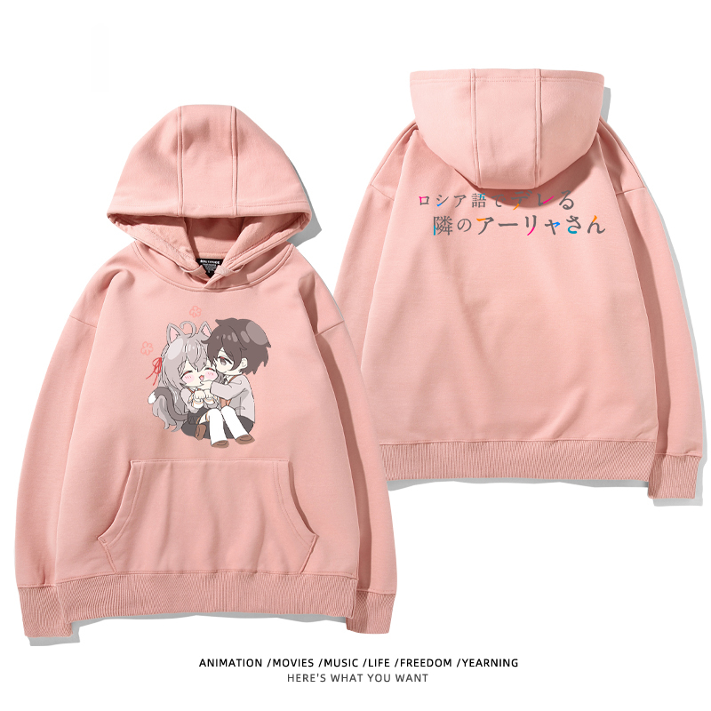 不時輕聲地以俄語遮羞的鄰座艾莉同學新款 親子情侶男女款連帽衛衣-ZUIHANG SHOP