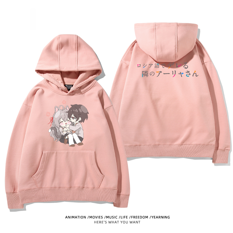 不時輕聲地以俄語遮羞的鄰座艾莉同學新款 親子情侶男女款連帽衛衣-ZUIHANG SHOP