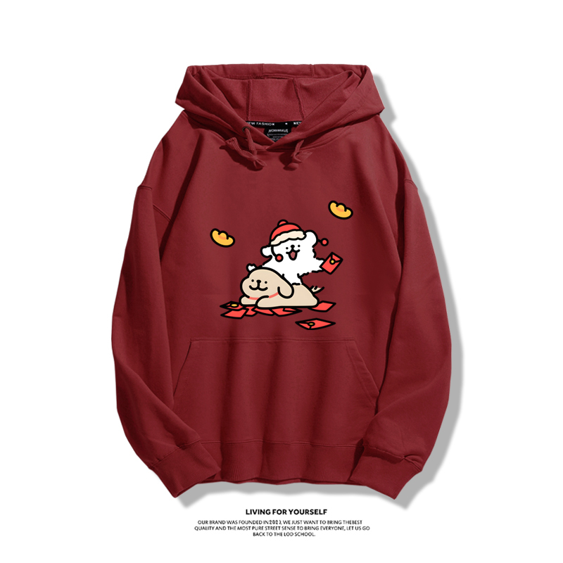 線條小狗新款 親子情侶男女款連帽衛衣-ZUIHANG SHOP