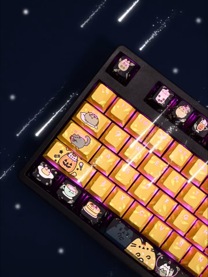 貓胖吉貓Pusheen透光RGB108鍵標準配列衛星軸鍵帽