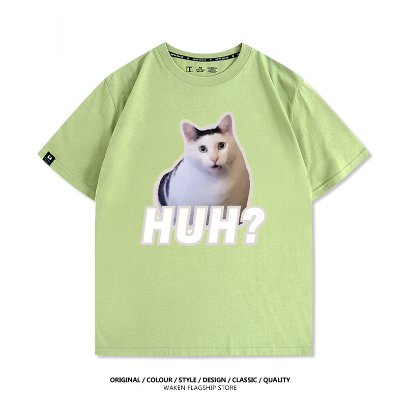 HUH貓咪表情包 印花短袖T恤-ZUIHANG SHOP