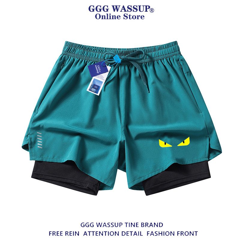 GGG Wassup小怪獸假兩件短褲男款夏季薄款跑步健身訓練籃球三分褲