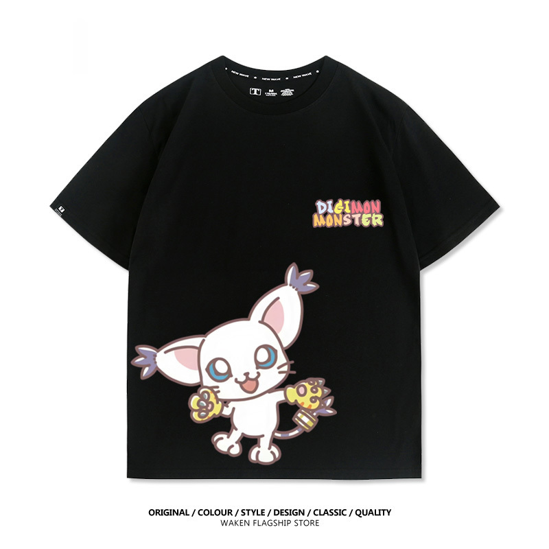 數碼寶貝 2025親子情侶男女同款 印花短袖T恤