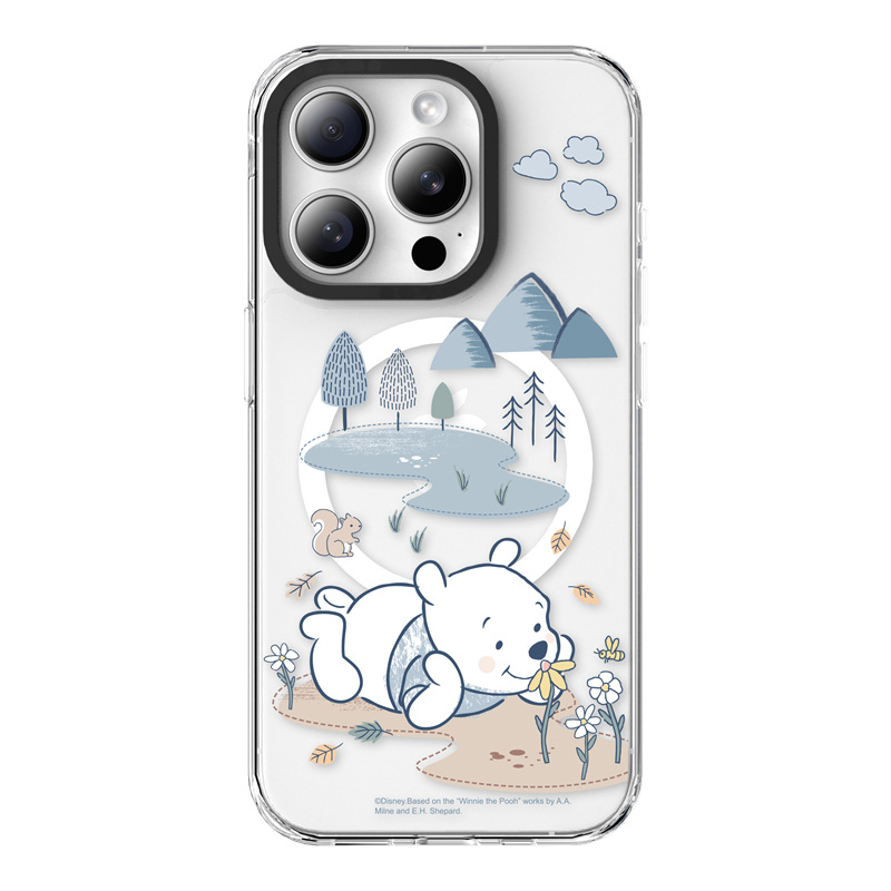 適用蘋果系列 卡通維尼熊高透防摔磁吸手機殼
