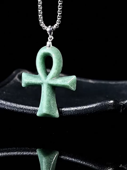 天然豆綠翡翠十字架吊墜｜S925銀鍊｜遊戲王 死者蘇生 靈感玉石飾品