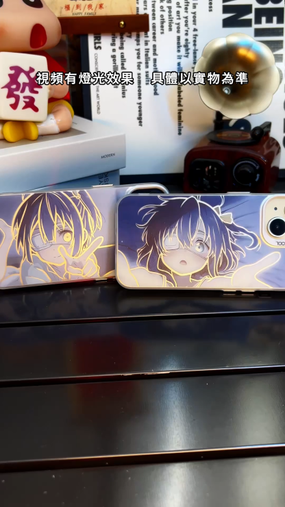 中二病也想談戀愛彩銀線條漸變防摔手機殼