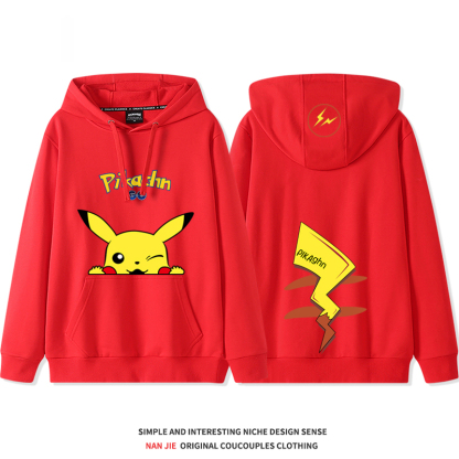 藤原浩閃電聯名皮卡丘 2025秋冬新款 親子情侶裝連帽衛衣
