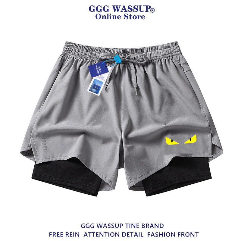 GGG Wassup小怪獸假兩件短褲男款夏季薄款跑步健身訓練籃球三分褲