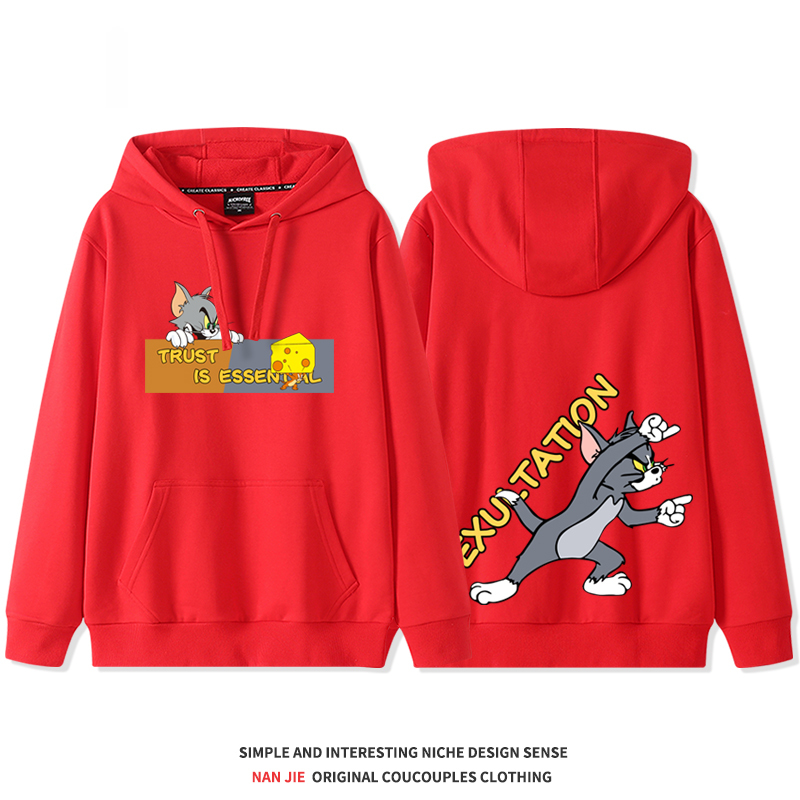 湯姆貓與傑利鼠 2025秋冬新款 親子情侶裝連帽衛衣