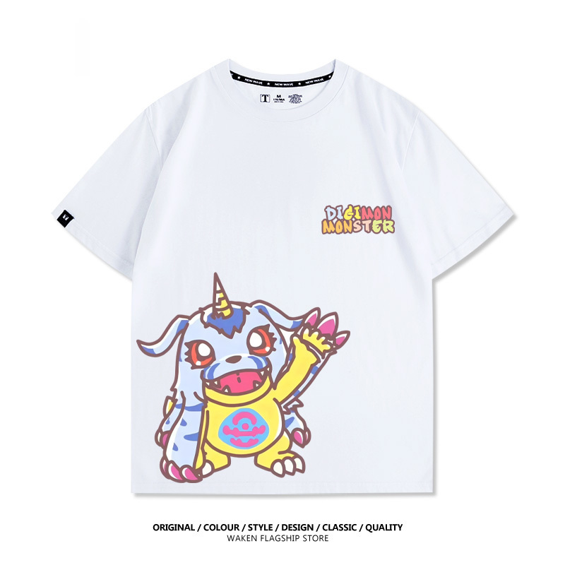 數碼寶貝 2025親子情侶男女同款 印花短袖T恤