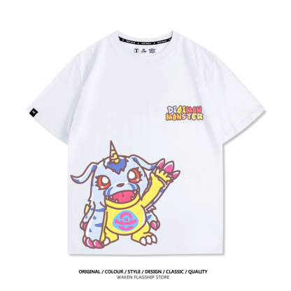 數碼寶貝 2025親子情侶男女同款 印花短袖T恤