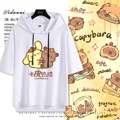 卡皮巴拉聯名三麗鷗  連帽短袖T恤-ZUIHANG SHOP