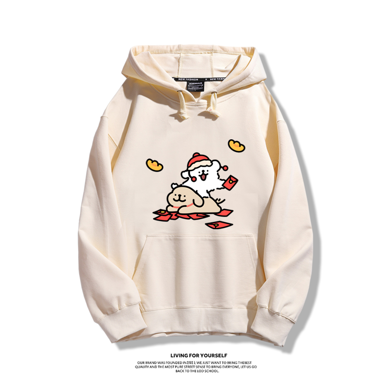 線條小狗新款 親子情侶男女款連帽衛衣-ZUIHANG SHOP