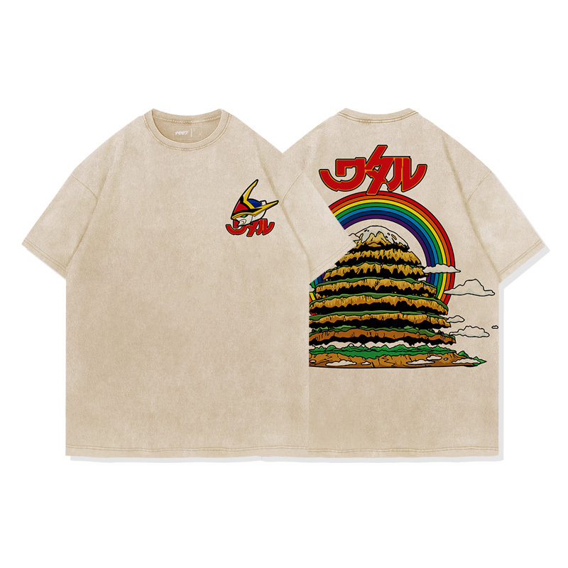 日系復古動漫 魔神英雄傳 創界山 水洗做舊純棉古着寬鬆短袖T恤