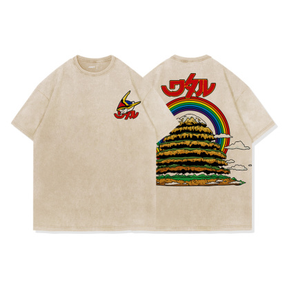 日系復古動漫 魔神英雄傳 創界山 水洗做舊純棉古着寬鬆短袖T恤