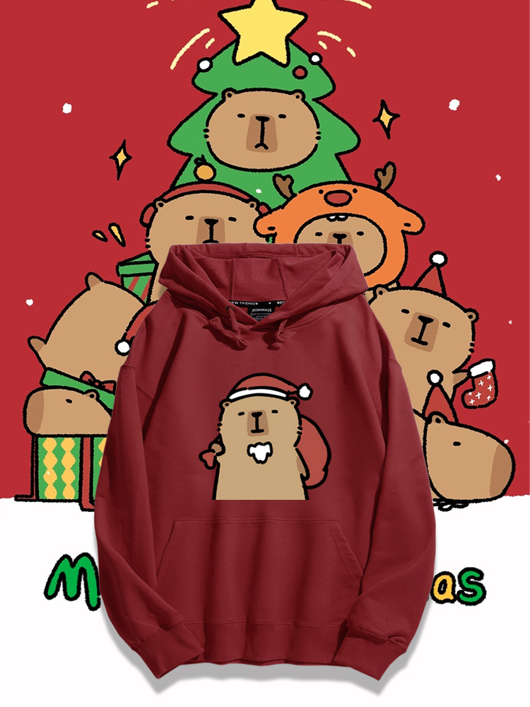 卡皮巴拉聖誕新款 親子情侶男女款連帽衛衣-ZUIHANG SHOP