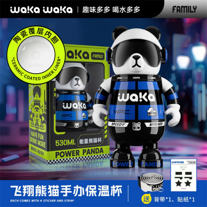 Waka熊貓保溫杯｜陶瓷內膽｜食品級安全｜高顏值潮玩卡通吸管杯｜適合男女及兒童-ZUIHANG SHOP