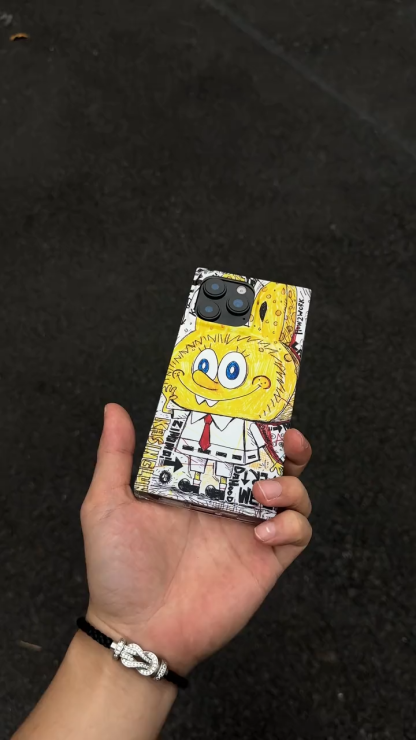 卡通方形塗鴉磨砂手機殼