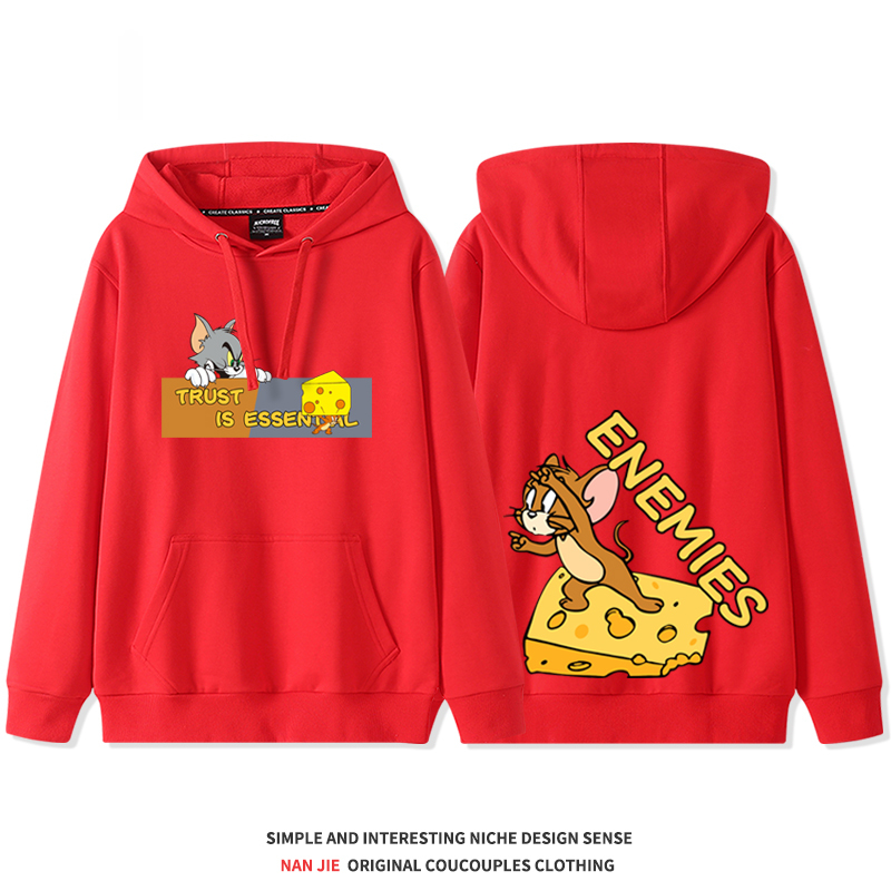 湯姆貓與傑利鼠 2025秋冬新款 親子情侶裝連帽衛衣