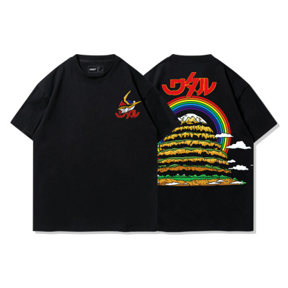 日系復古動漫 魔神英雄傳 創界山 水洗做舊純棉古着寬鬆短袖T恤