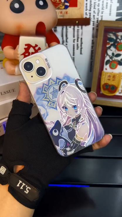 原神彩銀線條漸變防摔手機殼