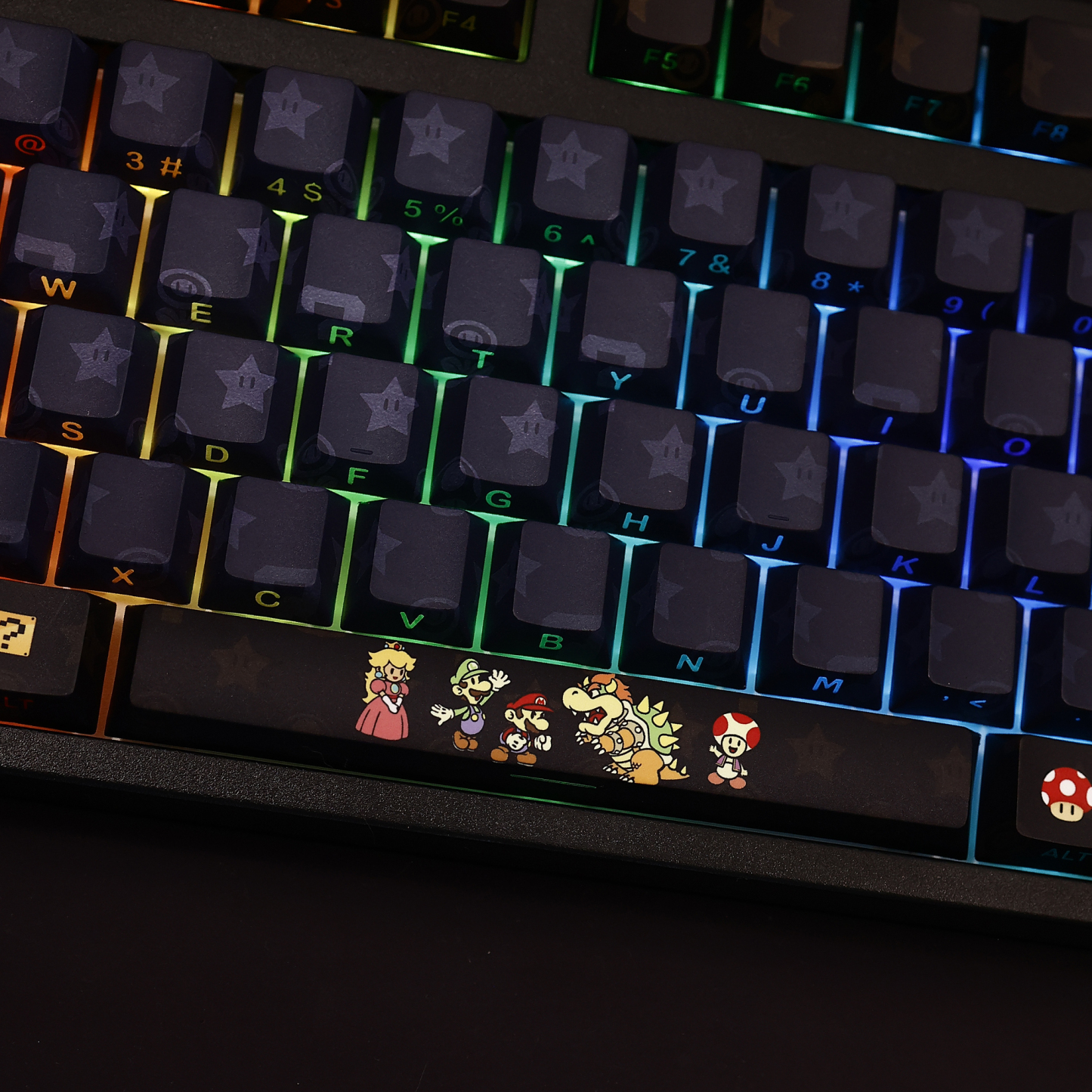 馬里奧Mario超級瑪麗透光RGB108鍵標準配列衛星軸鍵帽-ZUIHANG SHOP