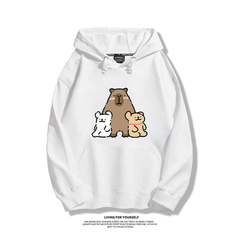 萌系卡皮巴拉x線條小狗新款 親子情侶男女款連帽衛衣-ZUIHANG SHOP