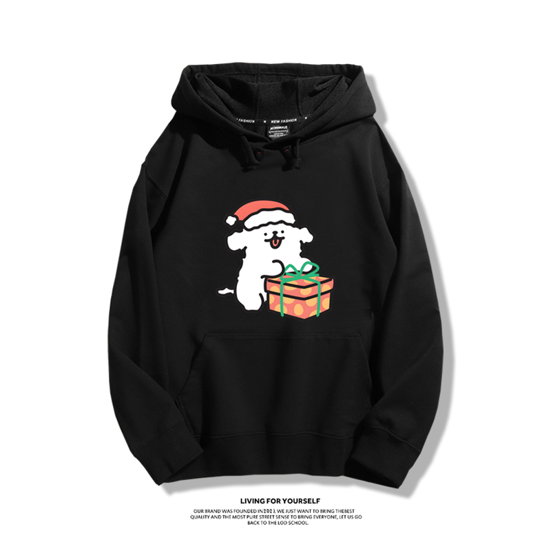 線條小狗新款 親子情侶男女款連帽衛衣-ZUIHANG SHOP