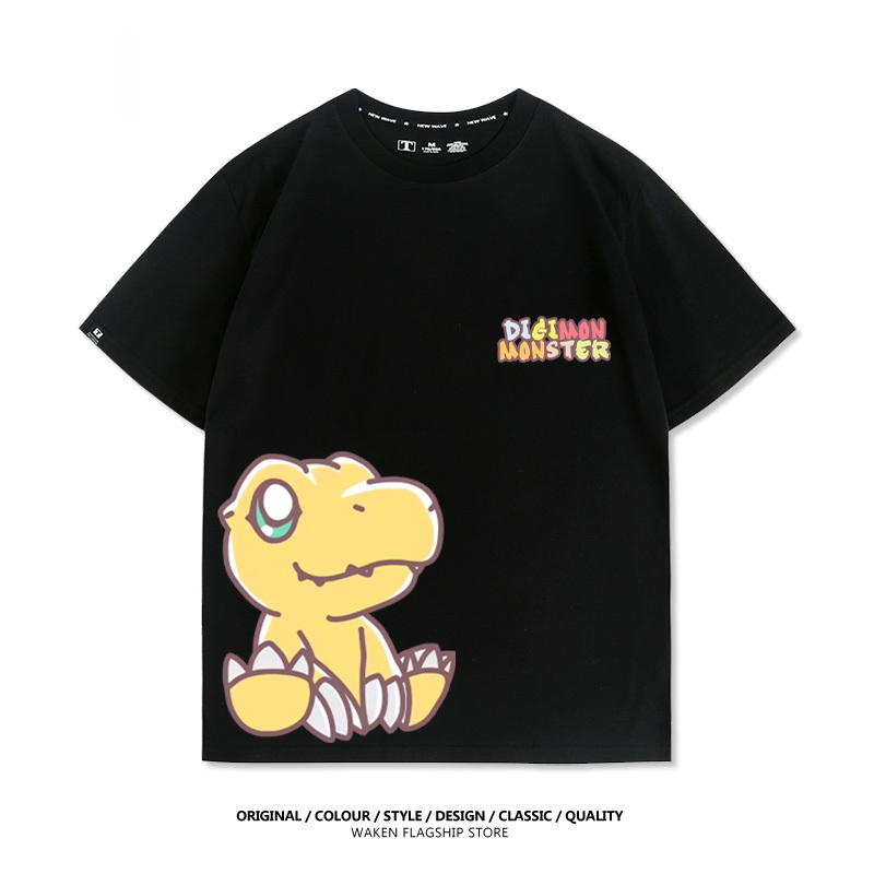 數碼寶貝 2025親子情侶男女同款 印花短袖T恤