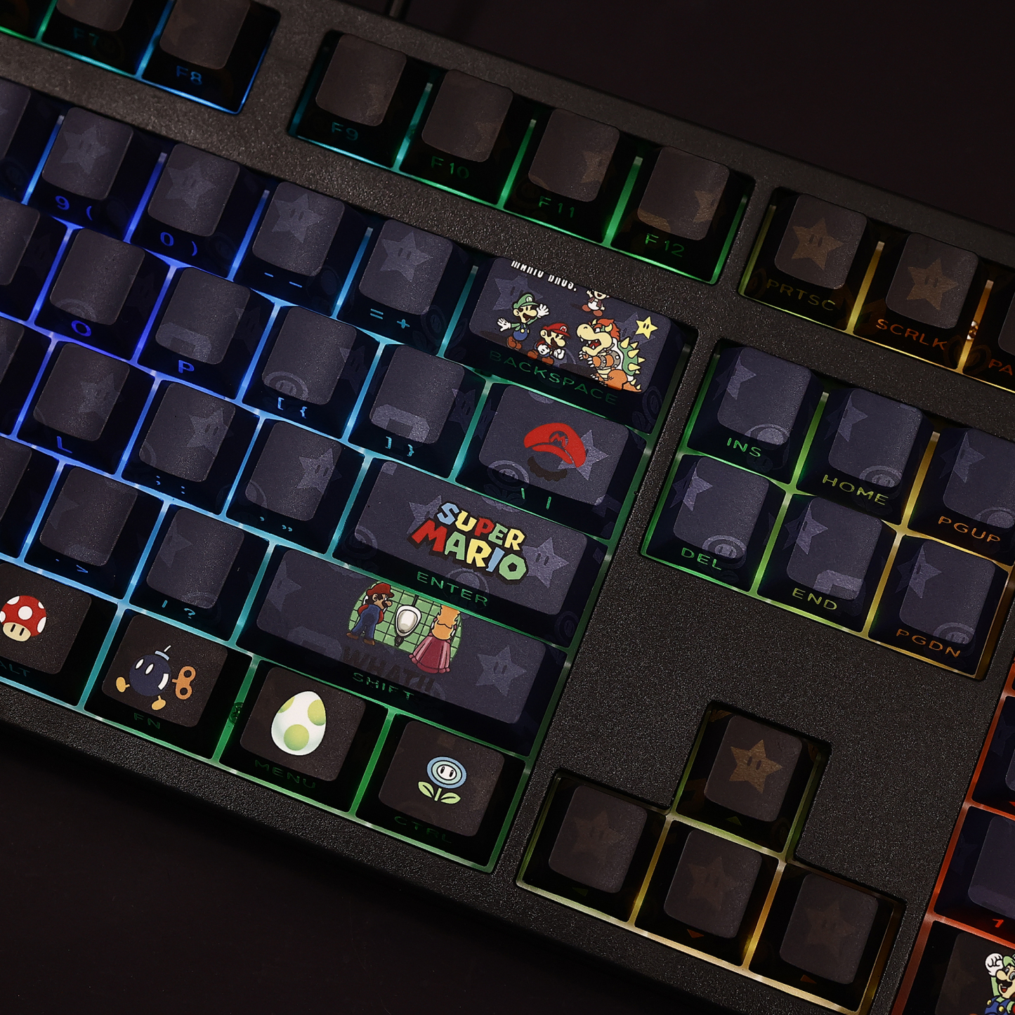 馬里奧Mario超級瑪麗透光RGB108鍵標準配列衛星軸鍵帽-ZUIHANG SHOP