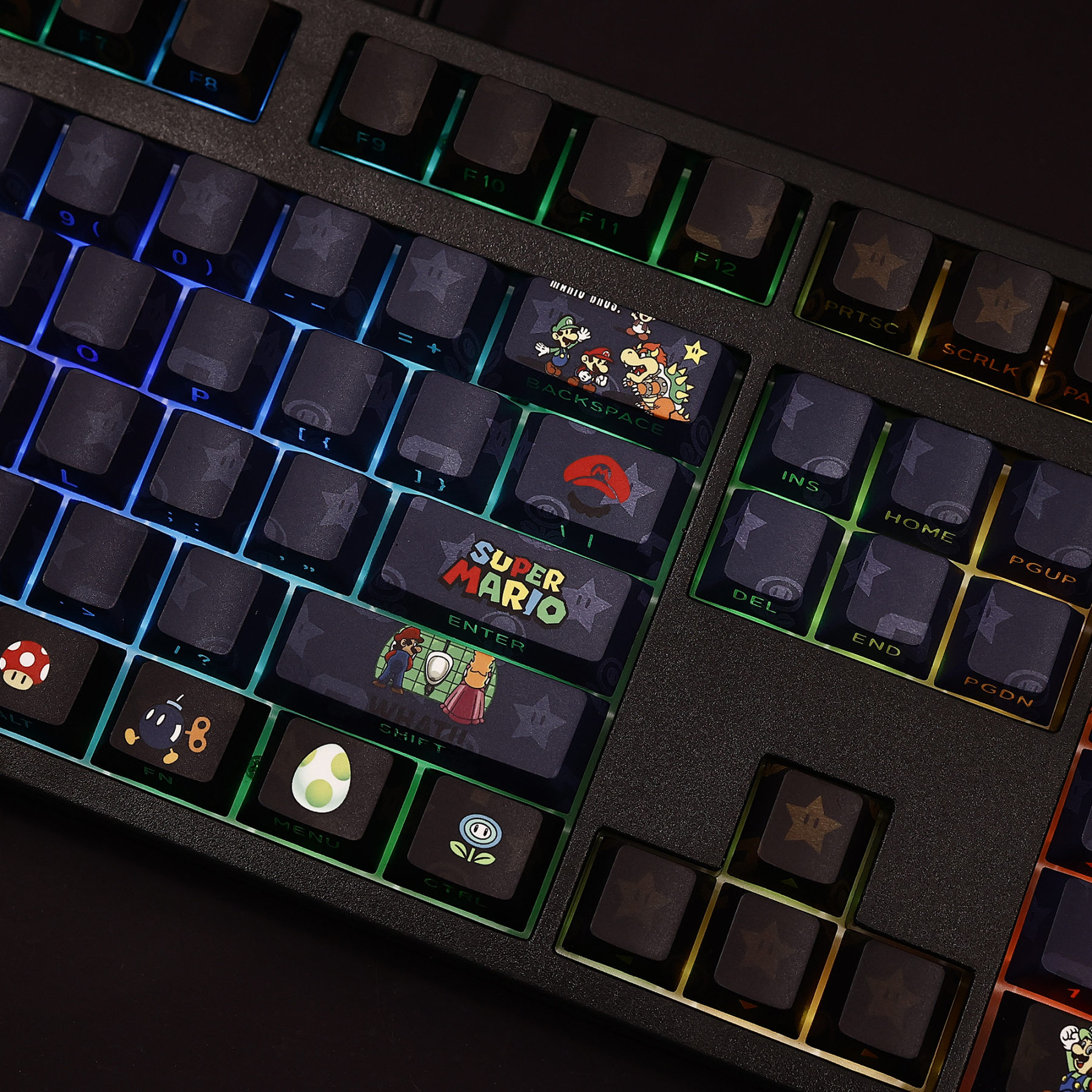 馬里奧Mario超級瑪麗透光RGB108鍵標準配列衛星軸鍵帽-ZUIHANG SHOP
