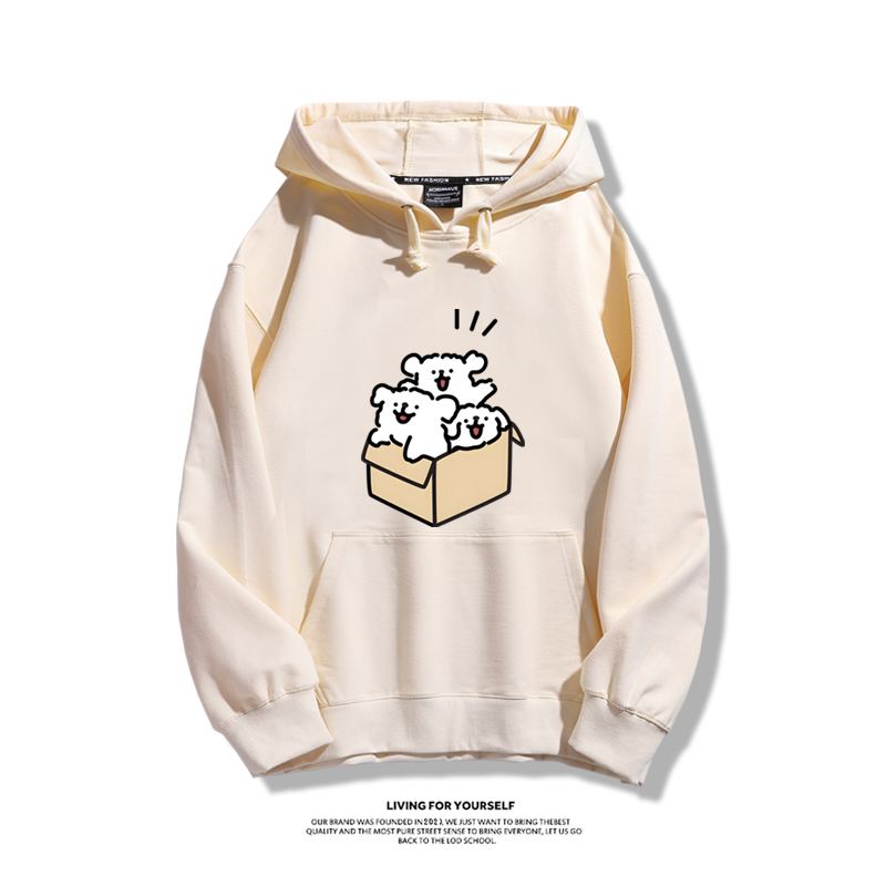 線條小狗新款 親子情侶男女款連帽衛衣-ZUIHANG SHOP