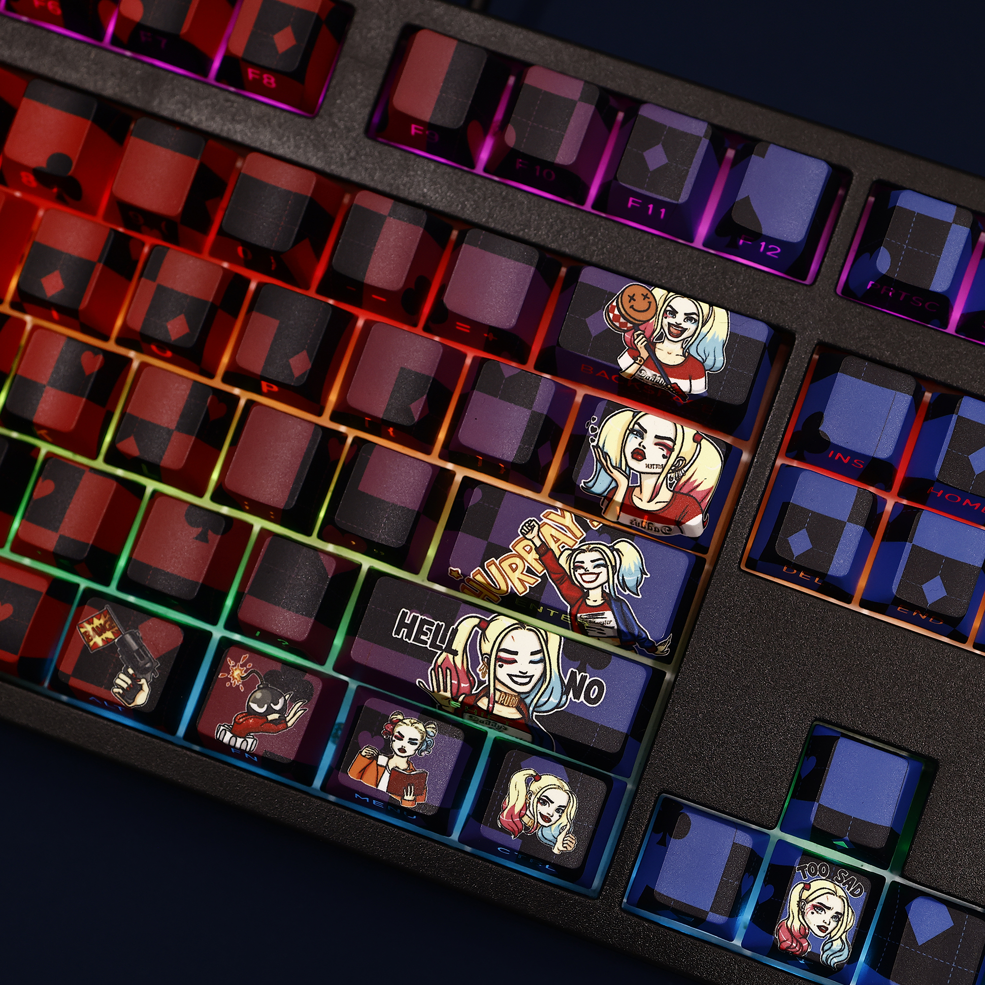 小丑女哈莉奎茵Harley Quinn透光RGB108鍵標準配列衛星軸鍵帽-ZUIHANG SHOP