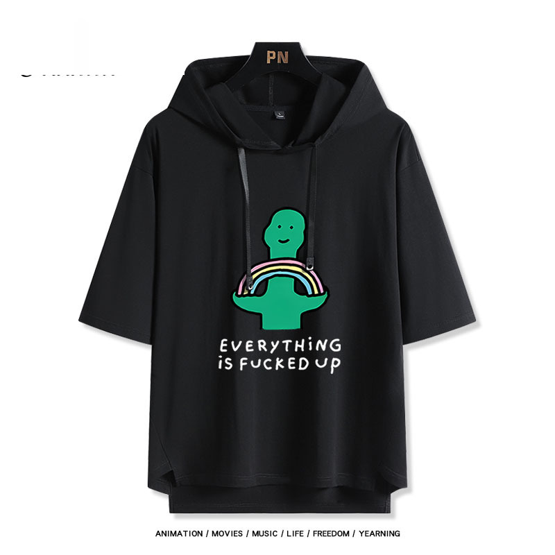 Joguman 綠色搞怪小恐龍 連帽短袖T恤-ZUIHANG SHOP