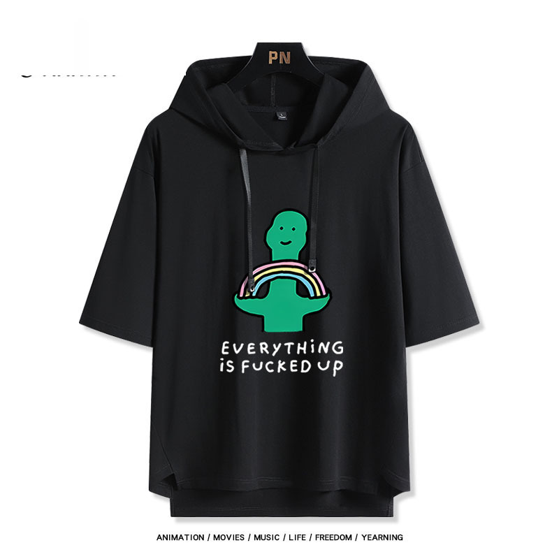 Joguman 綠色搞怪小恐龍 連帽短袖T恤-ZUIHANG SHOP