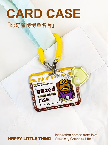 原創可愛比奇堡愣愣魚 動漫鑰匙圈悠游卡套