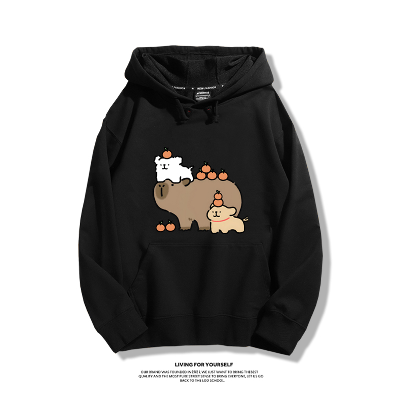 萌系卡皮巴拉x線條小狗新款 親子情侶男女款連帽衛衣-ZUIHANG SHOP