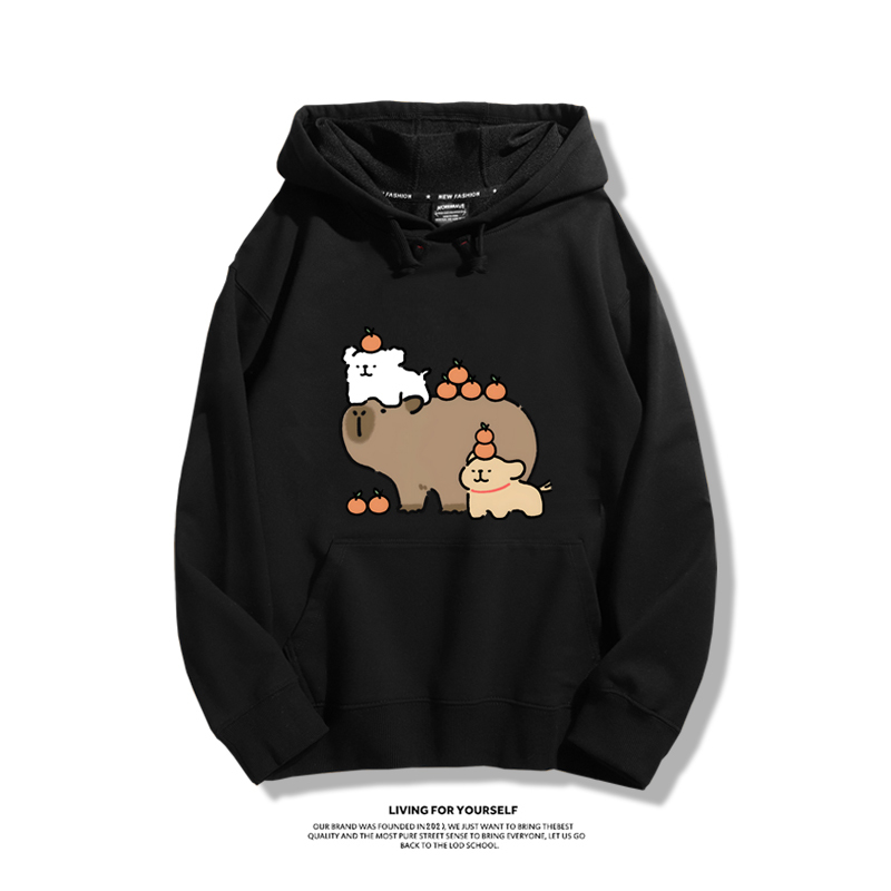 萌系卡皮巴拉x線條小狗新款 親子情侶男女款連帽衛衣-ZUIHANG SHOP