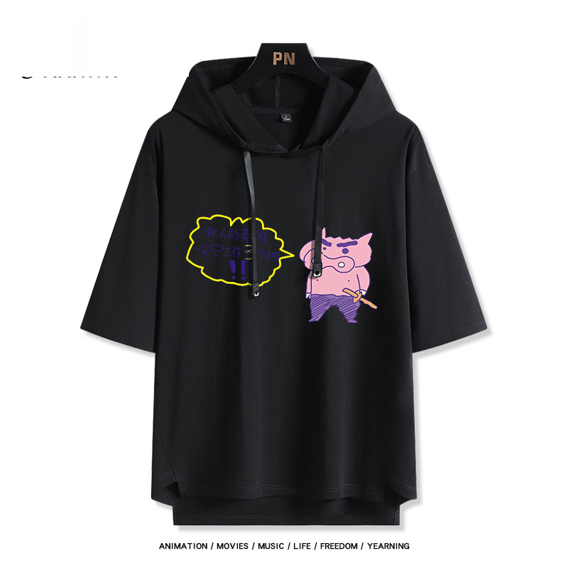 蠟筆小新 左衛門 連帽短袖T恤-ZUIHANG SHOP