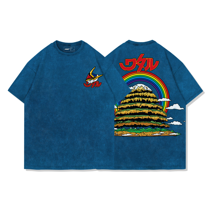 日系復古動漫 魔神英雄傳 創界山 水洗做舊純棉古着寬鬆短袖T恤